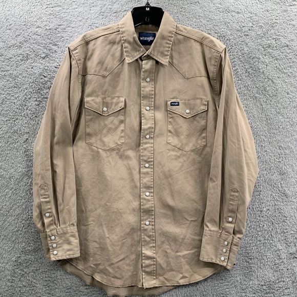 Wrangler Other - Wrangler Brushpopper Shirt Mens Size XL Button Up Extra Large Beige*